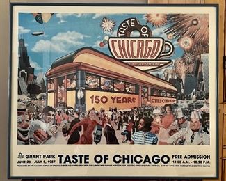 Vintage Framed "Taste of Chicago" Poster 1987