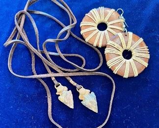 Arrowheads on Leather and Funky Earrings