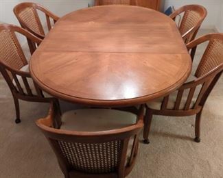 Wood Dining Room Set with Wicker Chairs