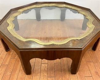 Mid Century Baker Furniture Octagonal Glass & Burl Wood Cocktail Coffee Table
Lot #: 4