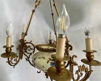 Vintage Hand Painted Porcelain Chandelier With Gold Accents
Lot #: 43