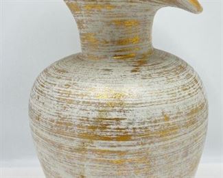 Vintage Royal Haeger Gold Tweed White Vase Globular Lily Design
Lot #: 55