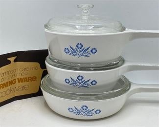 Set 3 Vintage 1974 Corning Ware Cornflower Blue Pans With Pyrex Covers, Appear Unused With Original Paperwork
Lot #: 98