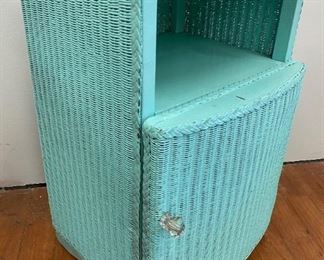 Vintage 1970s Painted Wicker Storage Cabinet Bedside Table With Upholstered Top
Lot #: 101