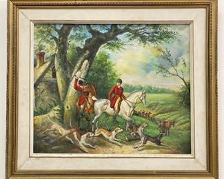 Vintage Original Equestrian Oil Painting In Gilded Ornate Frame
Lot #: 81