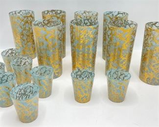 Set 16 Vintage Glasses With Gold Accents: 8 Tall, 8 Short
Lot #: 78