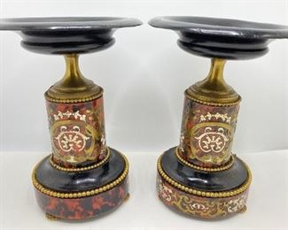 Set Vintage Hand Painted Wood Candle Holders With Gold Accents
Lot #: 136