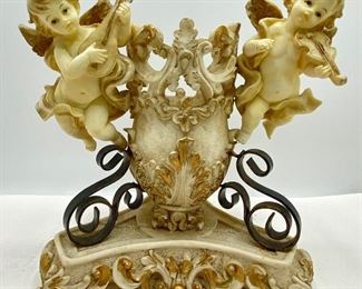 Vintage Plaster Cherub Vase With Gold Accents
Lot #: 87