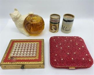 Avon Kitten Petite Moon Wind Perfume Bottle, Vintage Powder Compacts & Matches
Lot #: 99