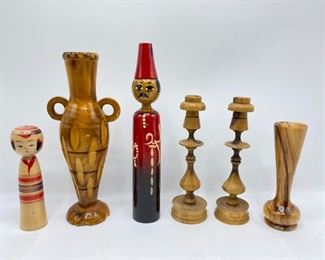 Vintage Hand Carved Wood Spindle Doll, Japanese Kokeshi Doll,Candlesticks & Vases
Lot #: 92