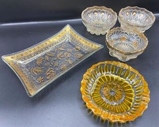Vintage Georges Briard Tray, Pasari Ashtray From Indonesia & 3 Small Crystal Bowls With Gold Accents
Lot #: 117