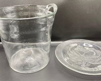 Vintage Arabia Glass Fruit Plate & Hand Blown Glass Ice Bucket
Lot #: 123