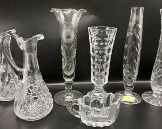 Vintage Cut Crystal Bud Vases, Cruets & Creamer, 1 From Western Germany (7 Pieces)
Lot #: 121