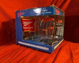 Miller beer collectors beer glasses, new old stock, never out of package.
