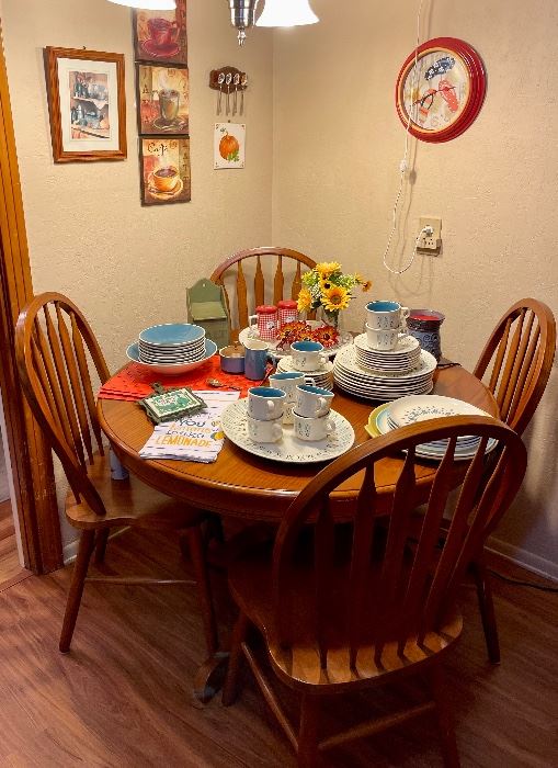 solid wood round kitchen table and four chairs