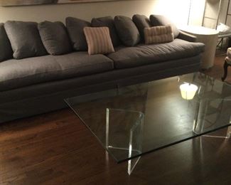 Glass and lucite cocktail table 