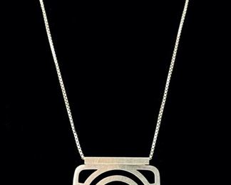 Modernist Sterling Silver Pendant and Chain