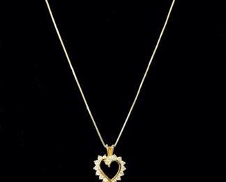 Gilt Sterling Silver Necklace and Love Heart Pendant