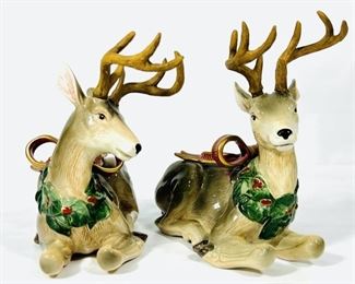 Vintage Fitz and Floyd Holiday Reindeer Figures