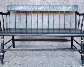 Antique Stenciled Back Sette Bench 