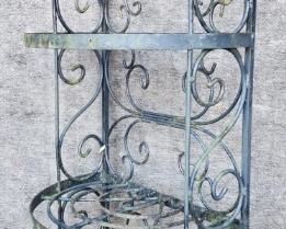 Vintage Ornate Iron Tiered Plant Stand Rack