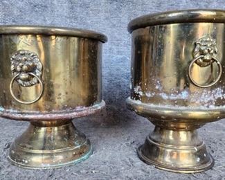 Antique Brass Planters Wine Coolers Buckets 