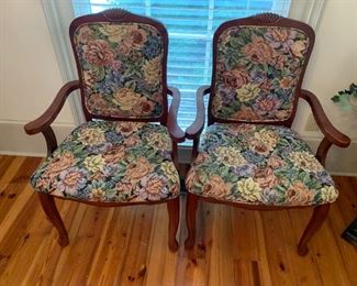 #11	(2) Set of French Provincial Chairs w/Floral Tapestry - sold as a set	 $150.00 
