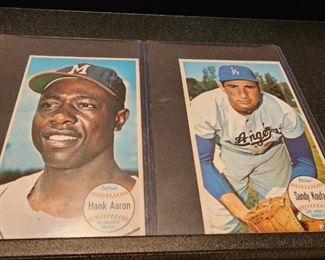 Hank Aaron 1964 Topps card and 1964 Sandy Koufax Topps card 