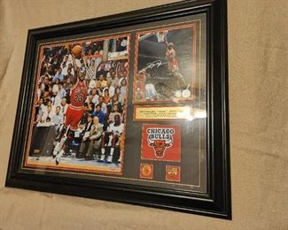 Autographed Michael Jordan framed Upper Deck photos 2005 from 1986 Slam Dunk Champion 