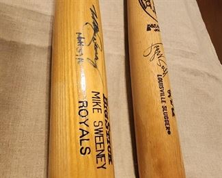 George Brett and Mike Sweeney Autographed bats