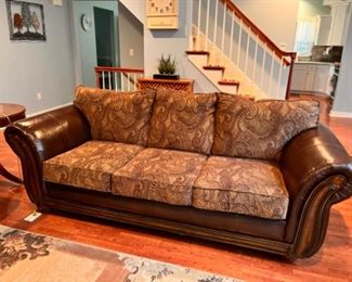 Leather and upholstery couch