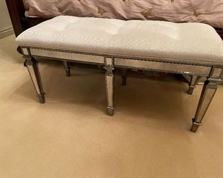 mirrored leg upholstered bench