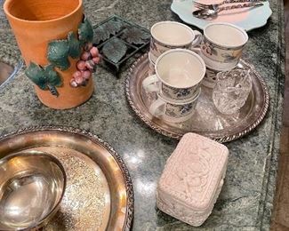 Silver-plated shrimp plate, terra cotta wine cooler and more!