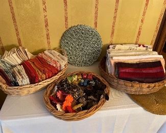 Tablecloths, napkins, napkin rings, and placemats