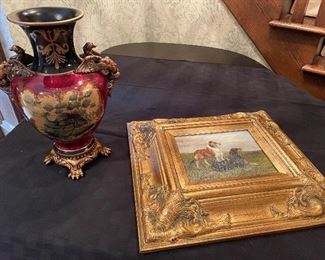 Porcelain vase and framed print