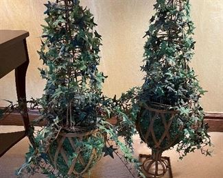 Metal topiaries with lights