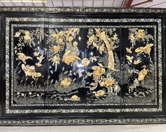 Asian Marquetry inlaid Mother of Pearl Cabinet