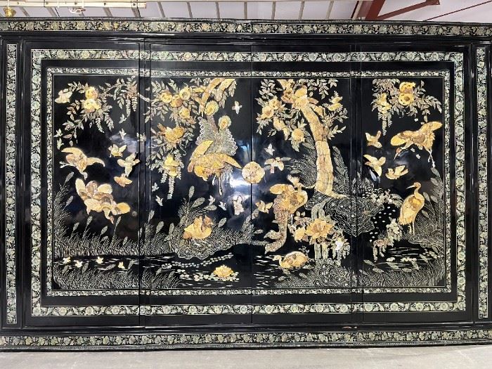 Asian Marquetry inlaid Mother of Pearl Cabinet