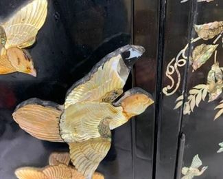 Asian Marquetry inlaid Mother of Pearl Cabinet