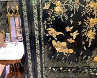 Asian Marquetry inlaid Mother of Pearl Cabinet