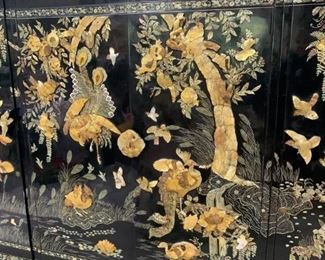 Asian Marquetry inlaid Mother of Pearl Cabinet
