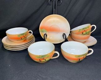 Hand Painted Noritake Teacups and Saucers
