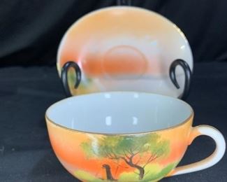 Hand Painted Noritake Teacups and Saucers