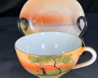 Hand Painted Noritake Teacups and Saucers