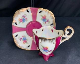Norleans Style Painted Teacup and Saucer