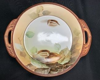 Nippon Hand Painted Handled Nut Bowl