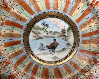 Antique Kutani Thousand Faces Porcelain Bowl