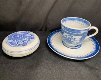 Antique Japanese Blue Porcelain Dishes