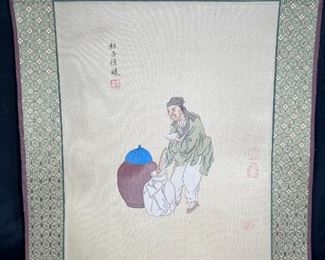 3 Hand Painted Chinese on Silk