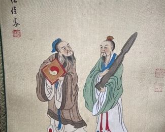 3 Hand Painted Chinese on Silk